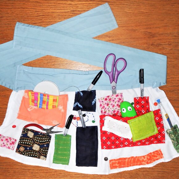 Handmade children's apron Blue and white - Picture 2 of 2